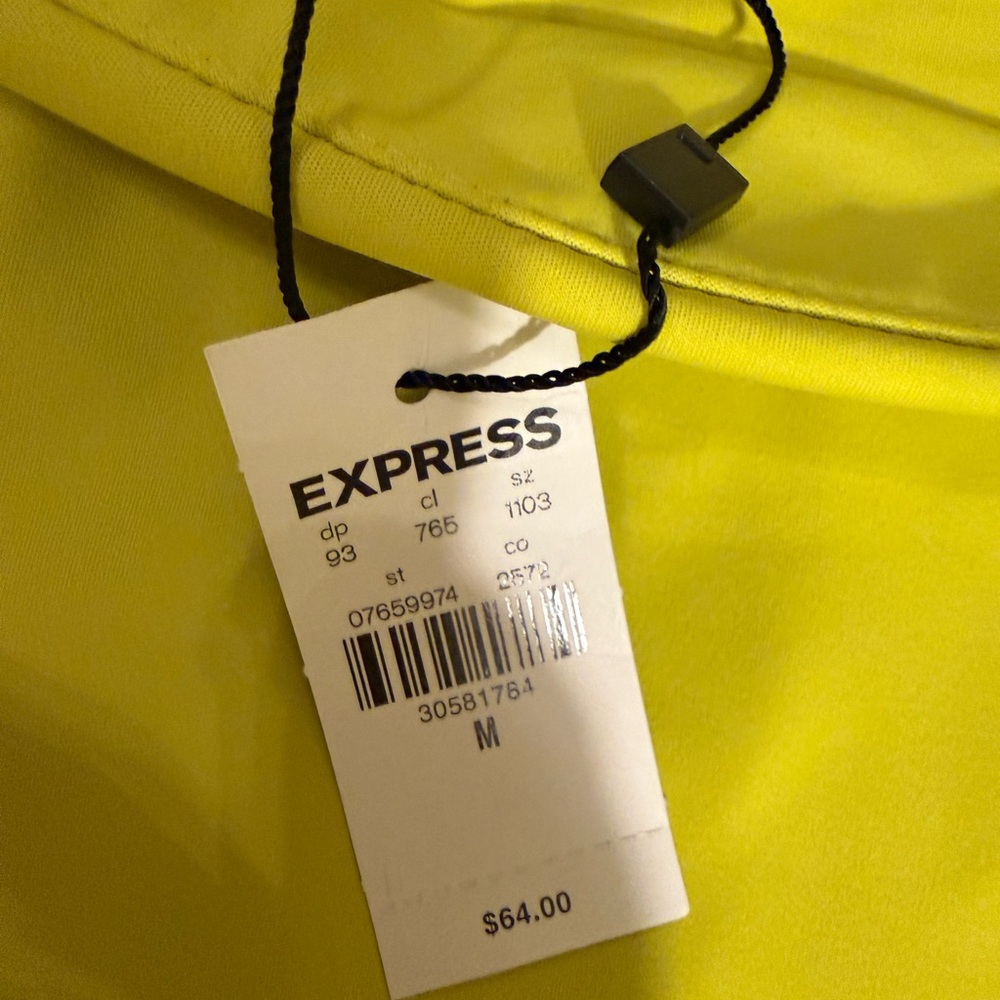 Express Vibrant Yellow Pencil Skirt NWT-stretch slit bodycon - Picture 5 of 7